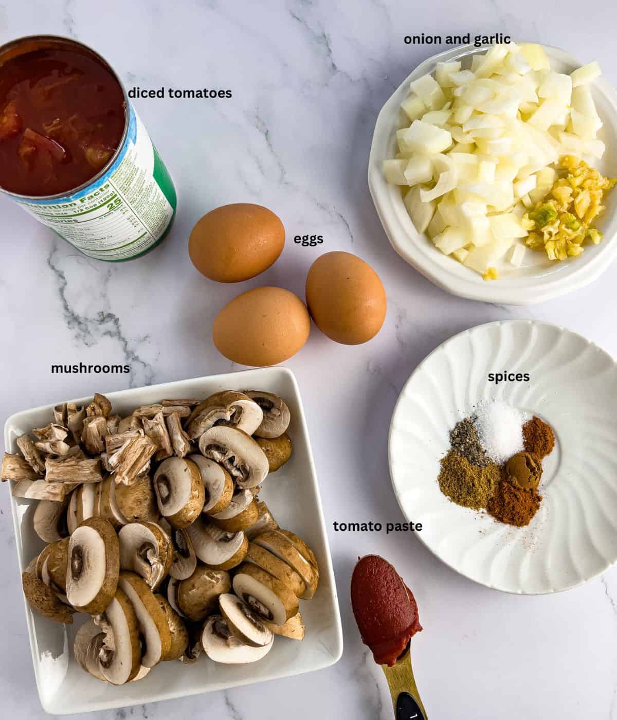 Ingredients in making shakshuka.
