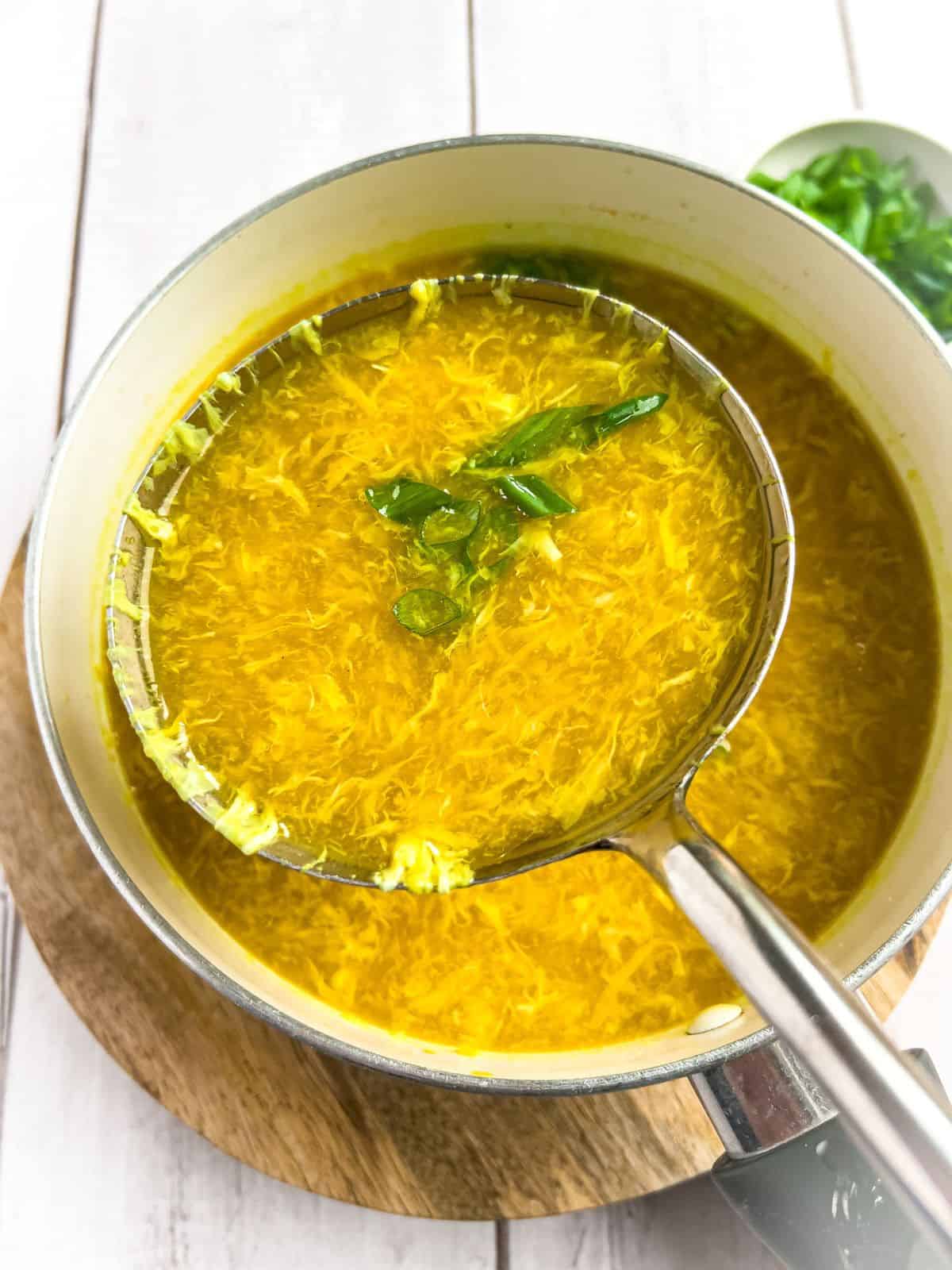 Finish dish of egg drop soup.