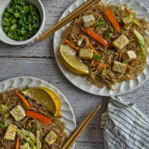 Filipino Vegan Pancit on the table