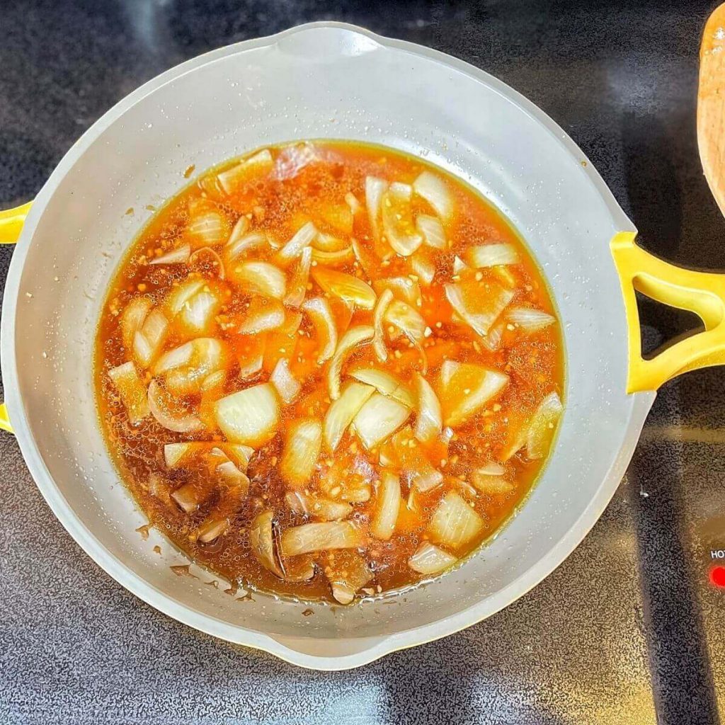 sweet and sour sauce in pan