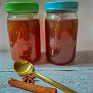 Homemade Beef Bone Broth in a mason jar