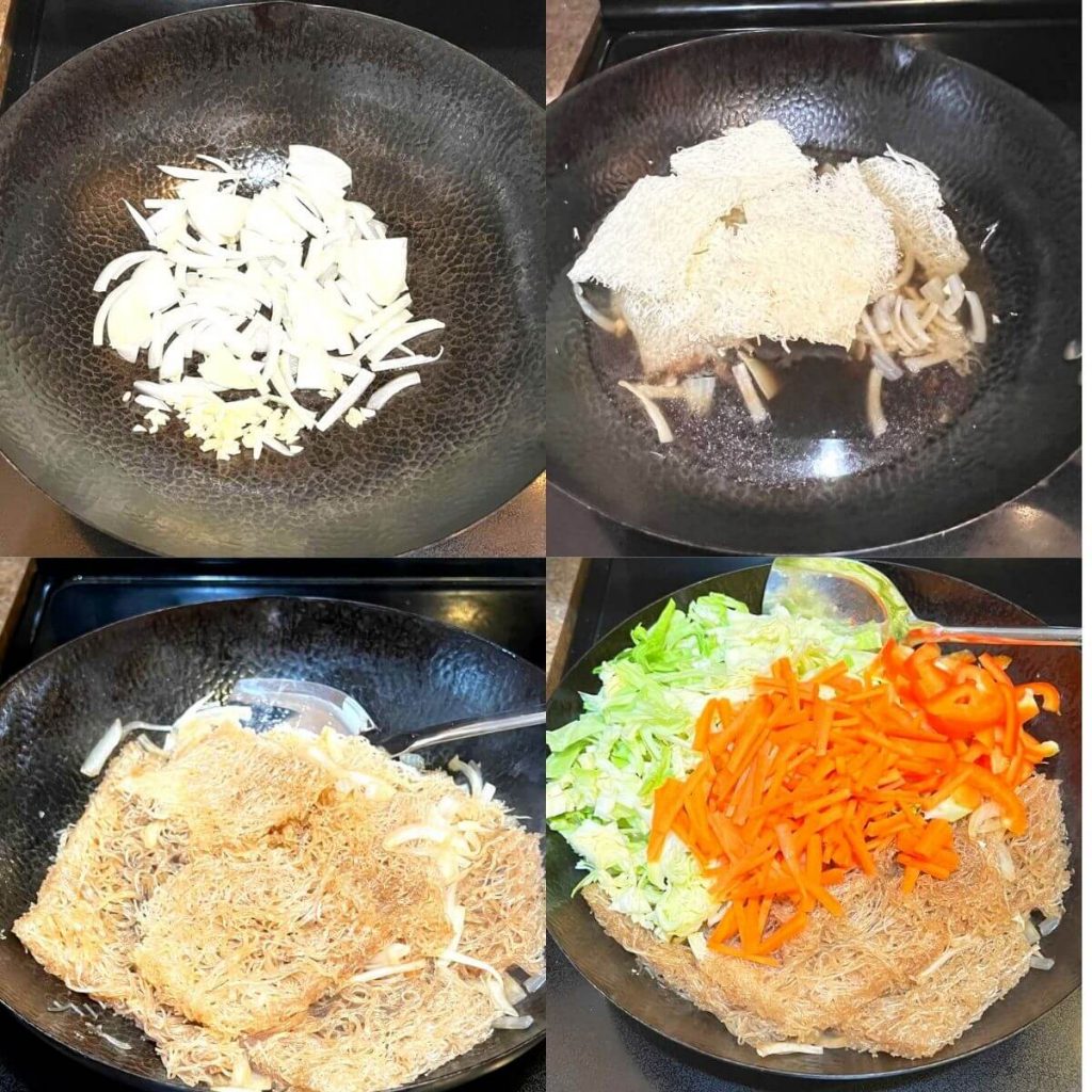Step by step process of Filipino Vegan Pancit