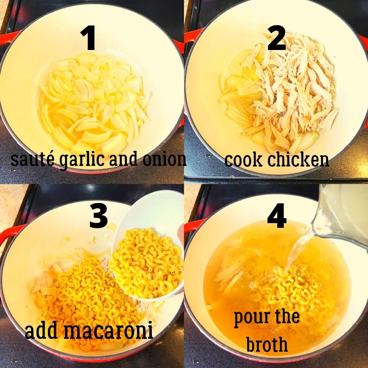 step by step procedure to cook chicken macaroni soup