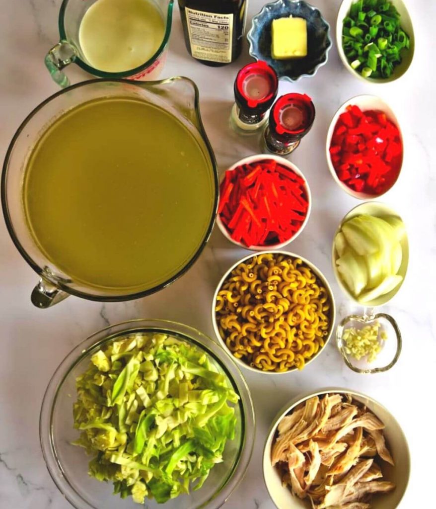 Ingredients for macaroni soup