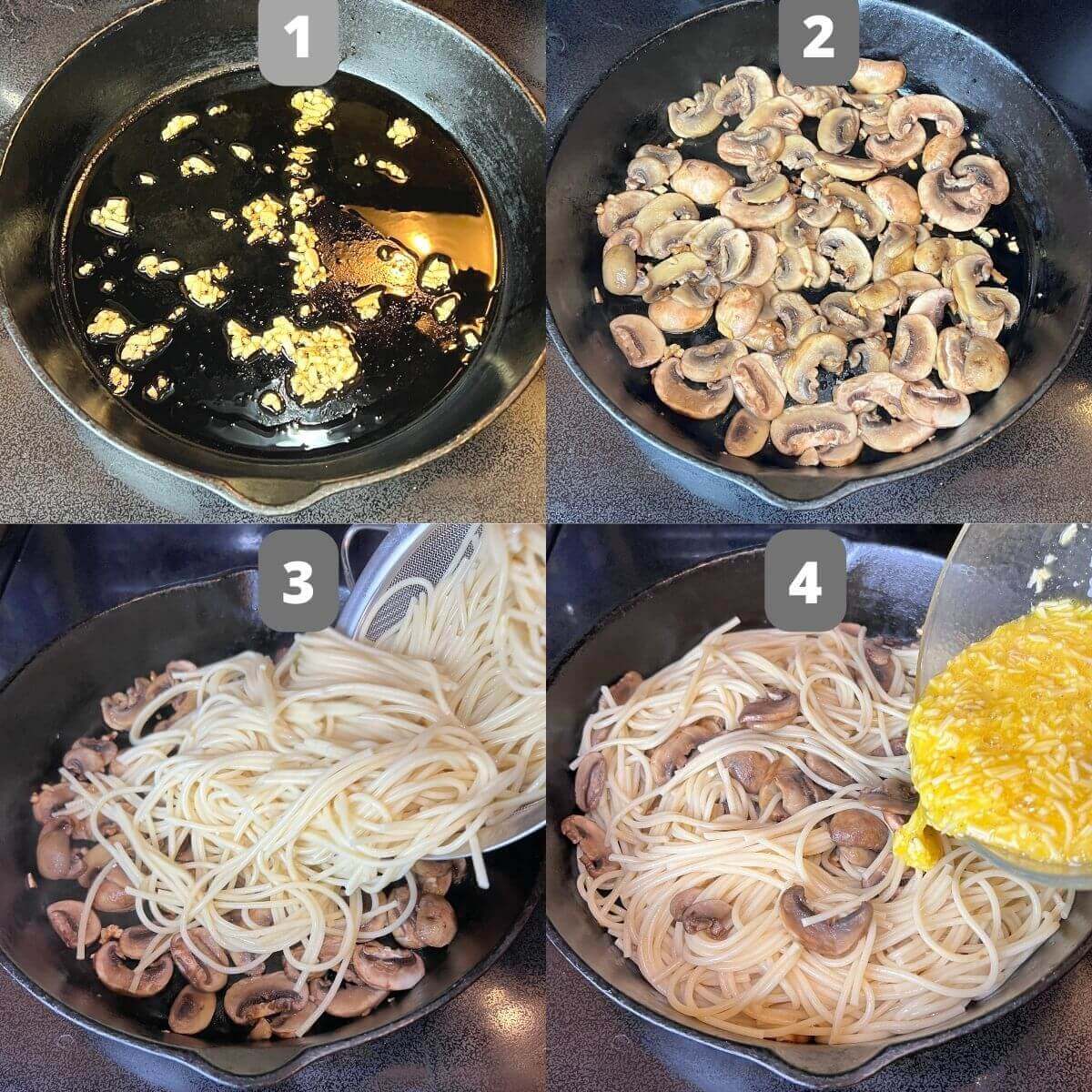 Step by step photos on how to cook creamy carbonara mushroom recipe.