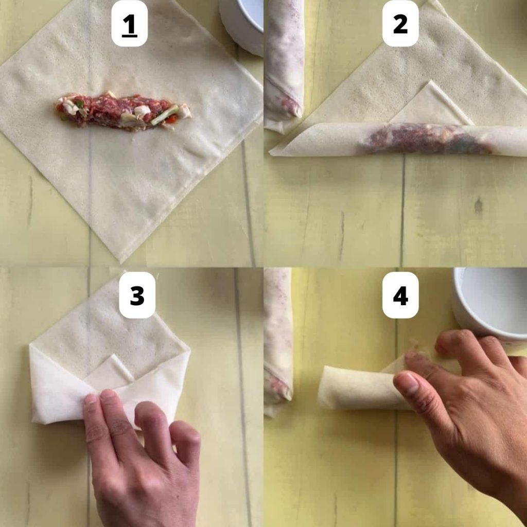 How to fold lumpia wrapper.