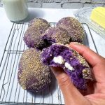 Soft ube pandesal with cheese filling.