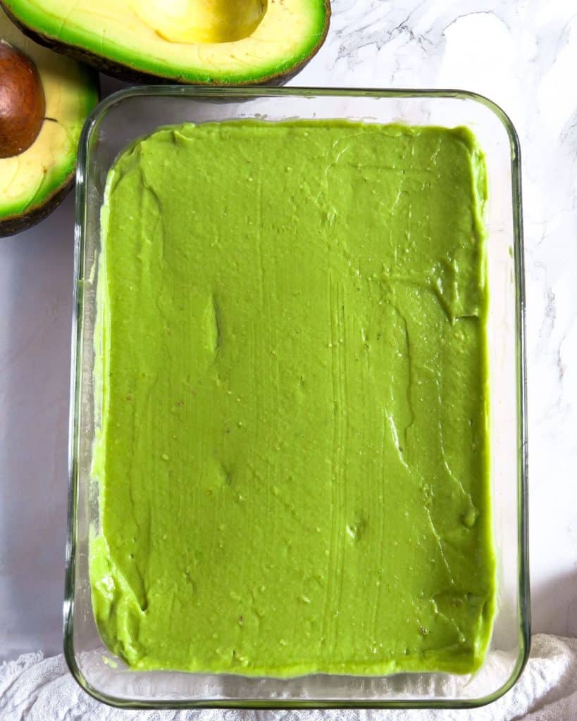 Avocado nice cream in a container.