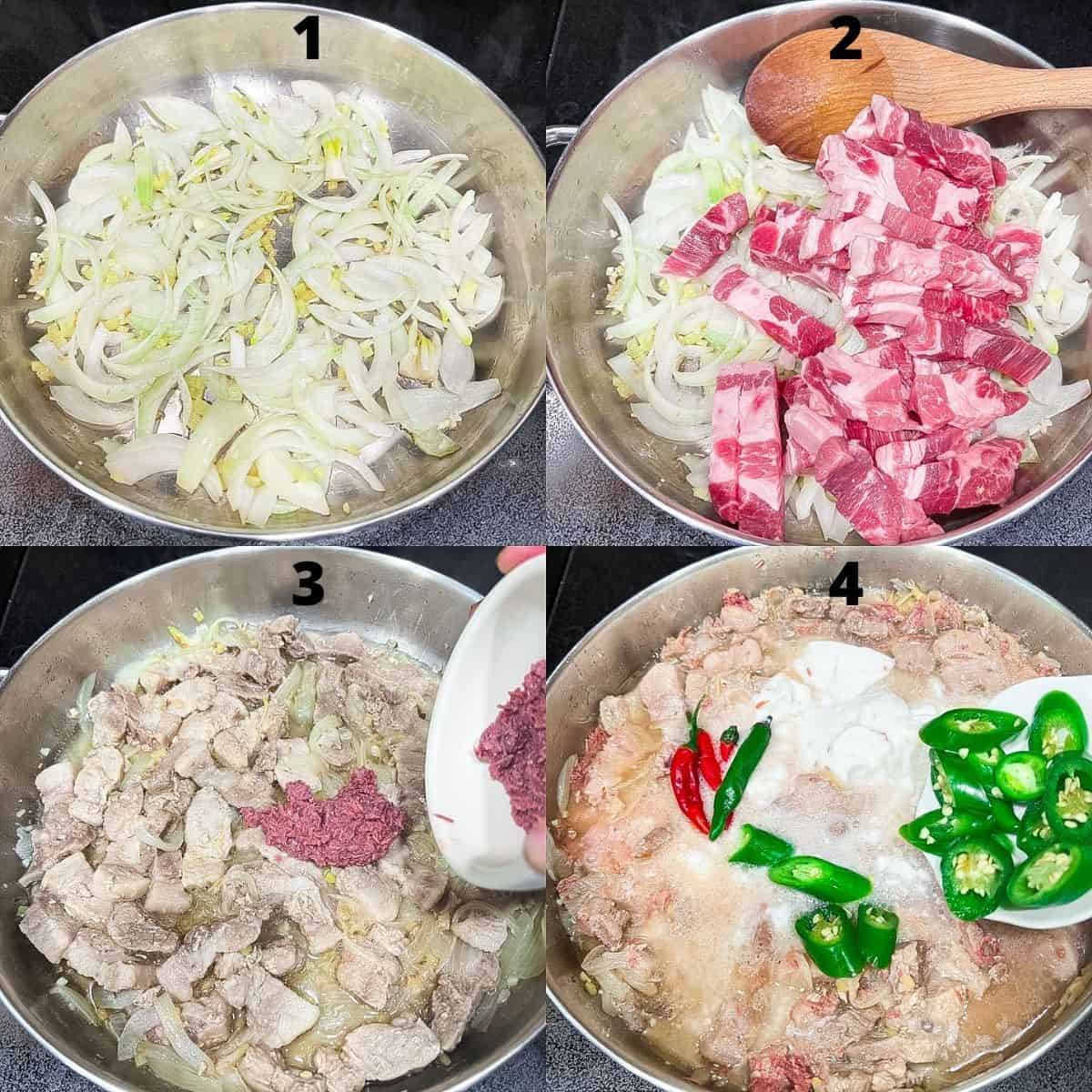 Step by step photo on how to cook bicol express.