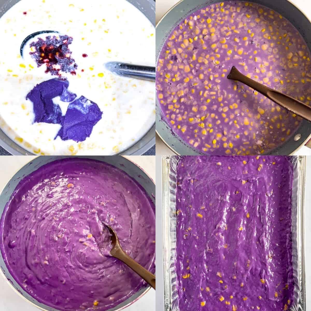 Step by step on how to make ube maja blanca