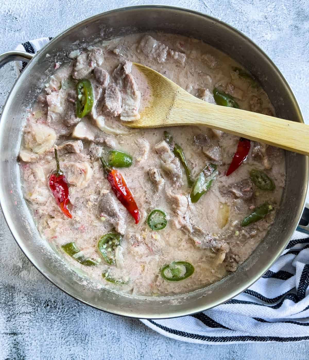 Bicol express in skillet.