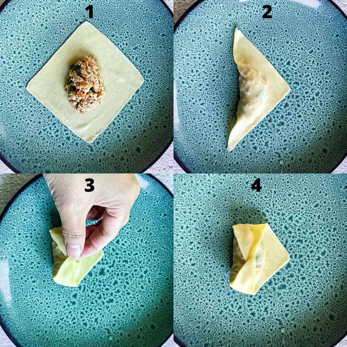 Photo on how to assemble and fold dumplings.