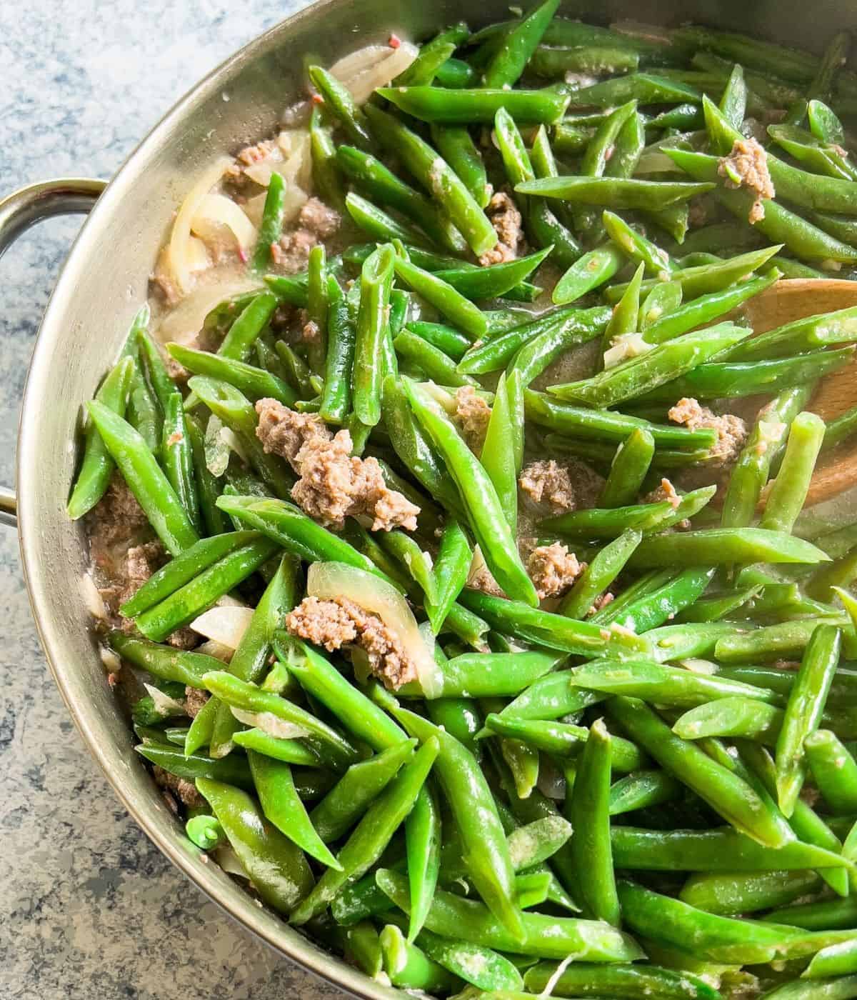 Gising gising dish on a skillet.