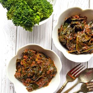 Finish dish of mustard greens kimchi.