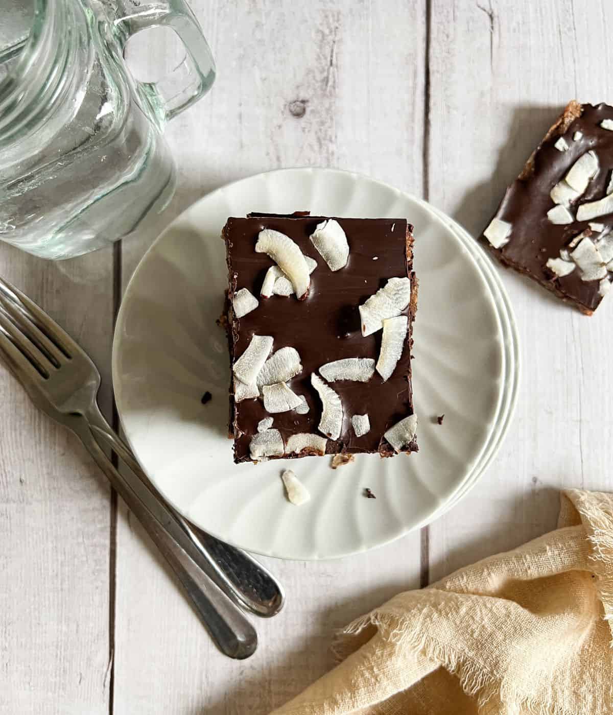 Finish dish of energy bars on the table.