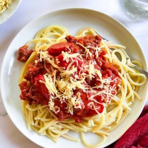 Finish dish of Jollibee Spaghetti.