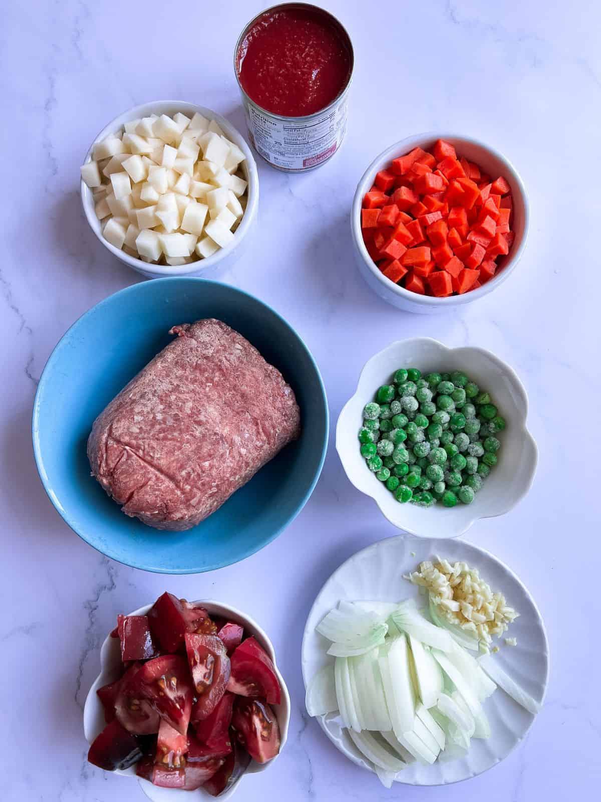 Ingredients for beef giniling.