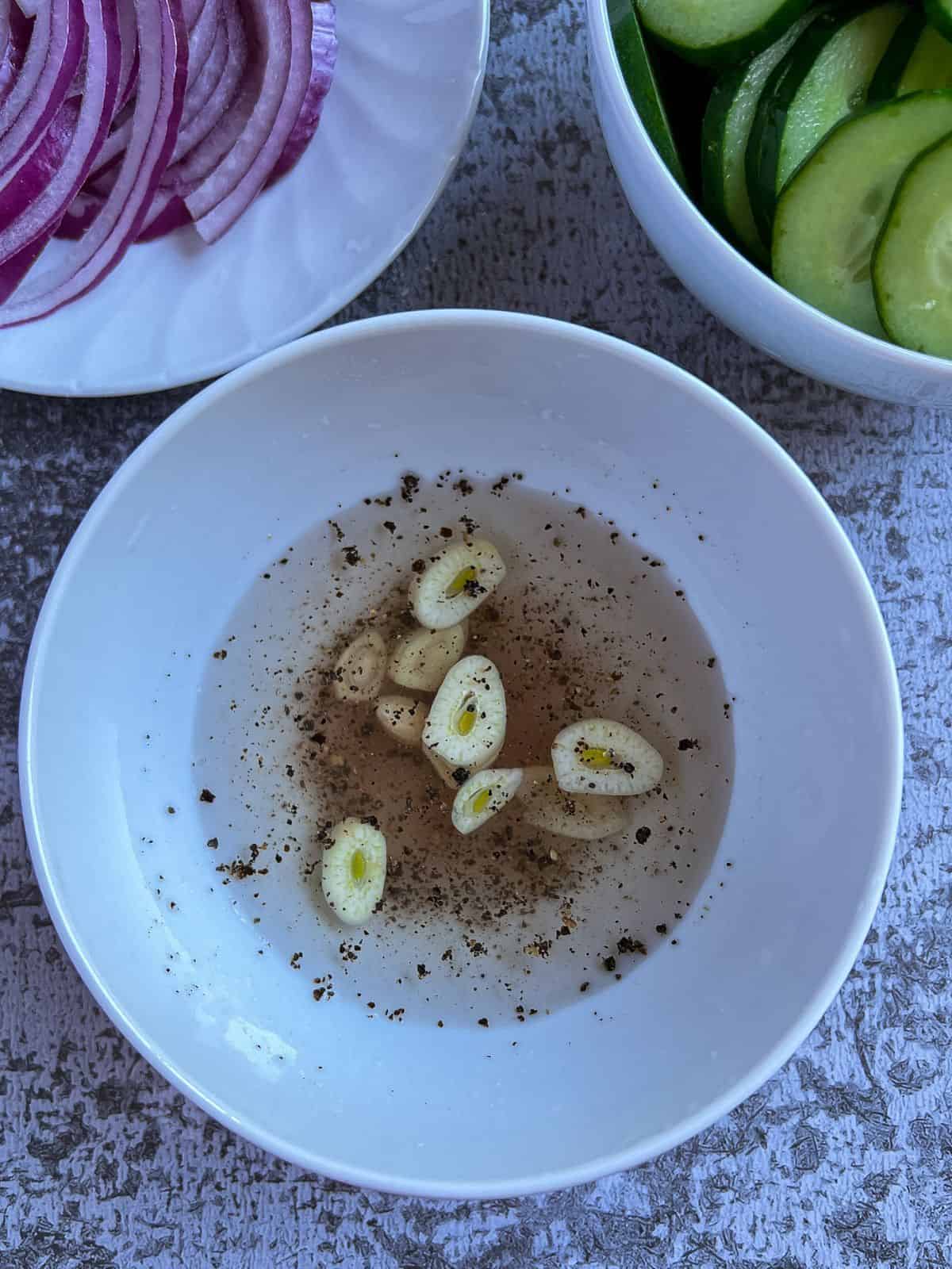 Salad dressing for cucumber.