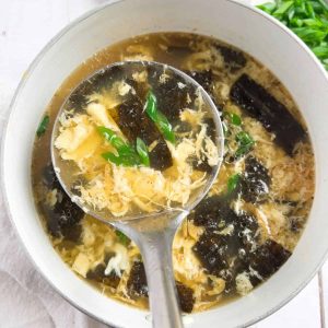 Finish dish of seaweed egg drop soup.