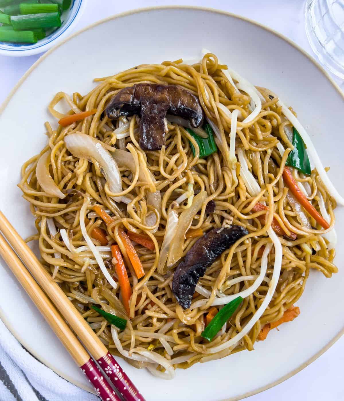 A plate of cantonese chow mein.