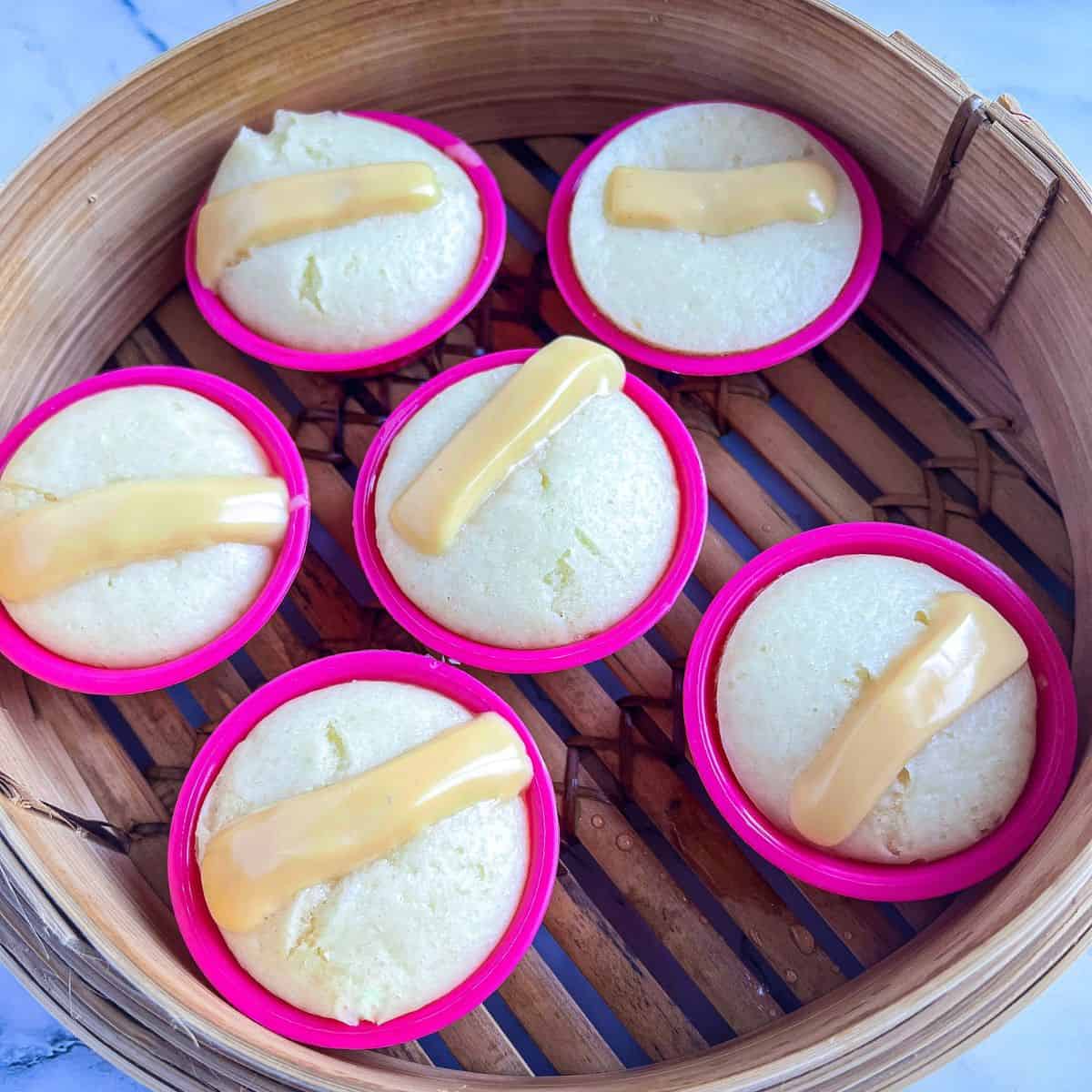 Finish product of white puto cheese.