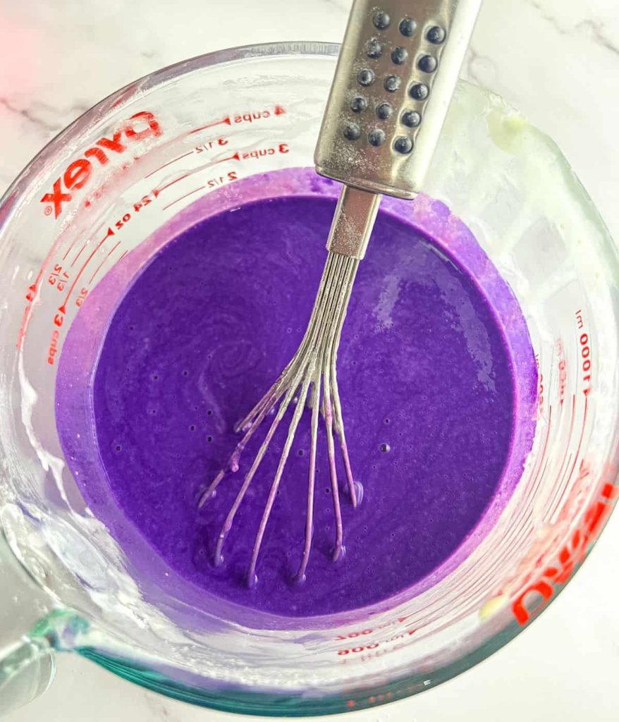 Ube puto batter mixture.