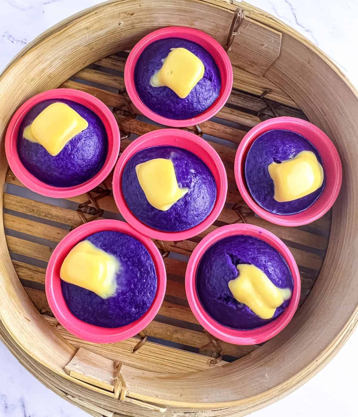 Finish dish of ube puto cheese.