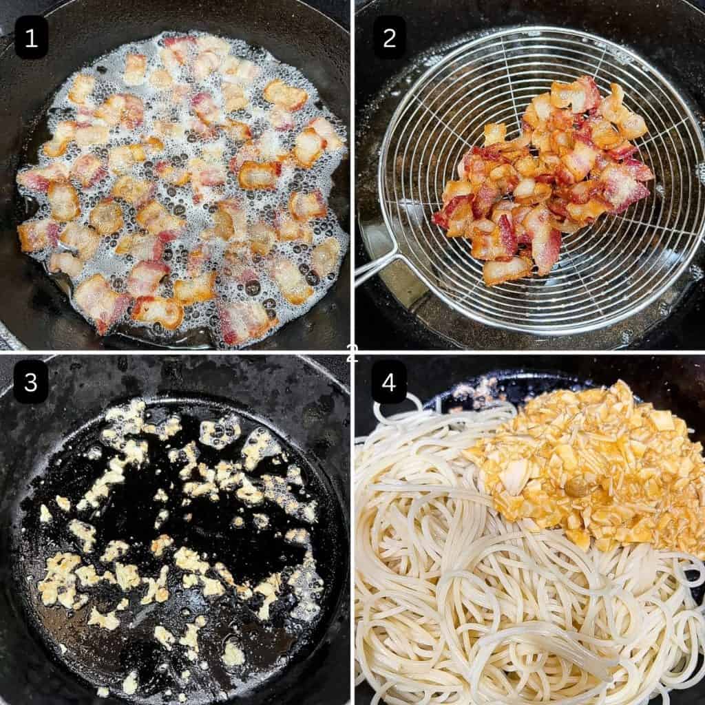 Instructions for cooking salted egg pasta.