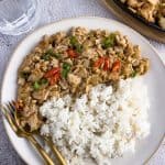 Finish dish of tuna sisig in a plate.