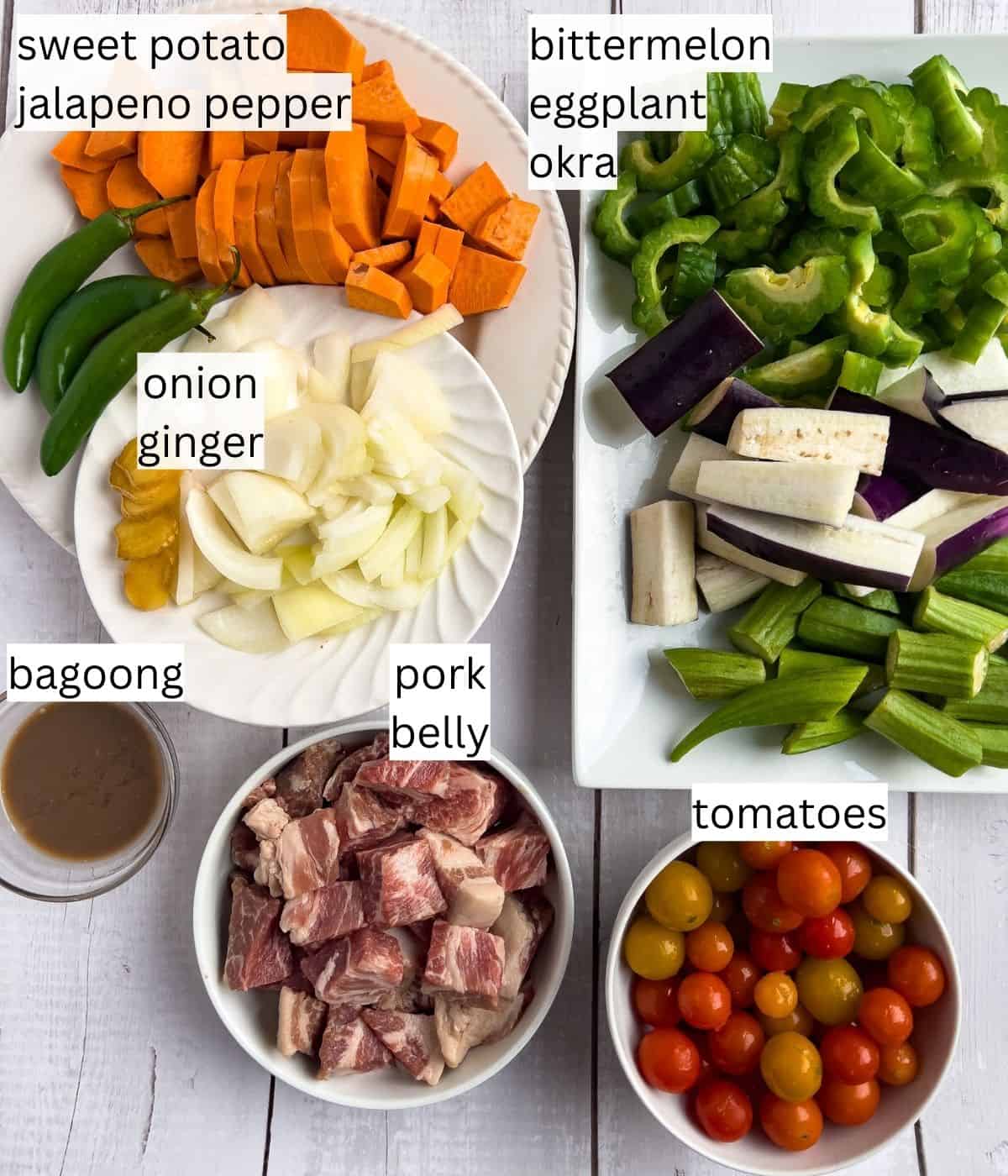 Ingredients for pakbet.