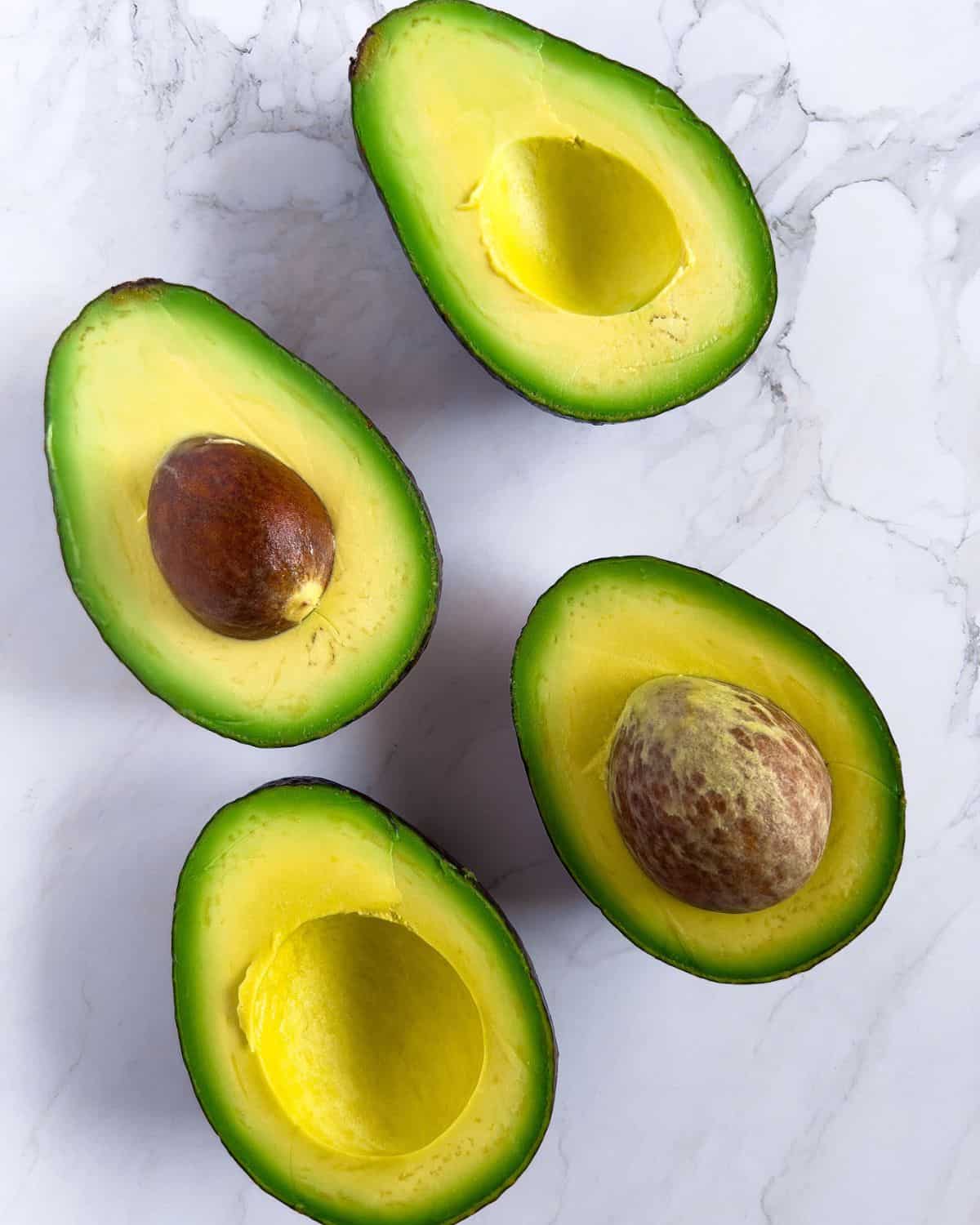 Fresh halves avocados.